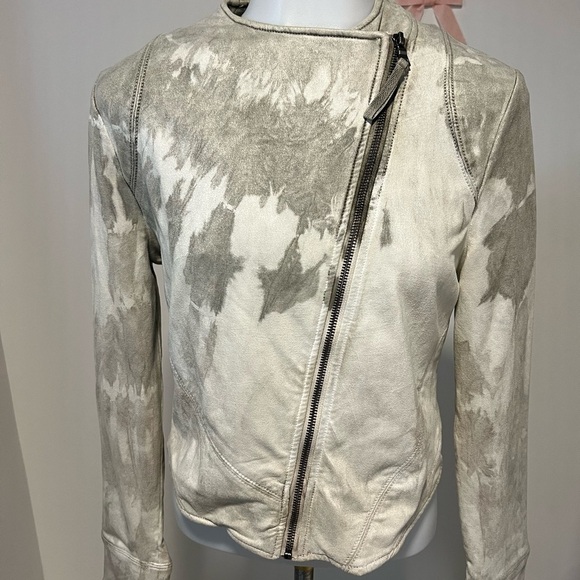 Marrakech Marci Moto Jacket Evereve Tie Dye Animal Print Cream Gray - Picture 4 of 14